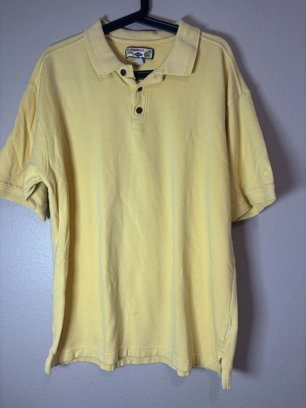 Caribbean Joe Short Sleeve Textured Polo Shirt Size L